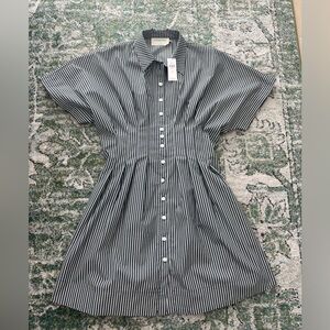 Anthropologie Exquise Striped Gray and White Women's Dress